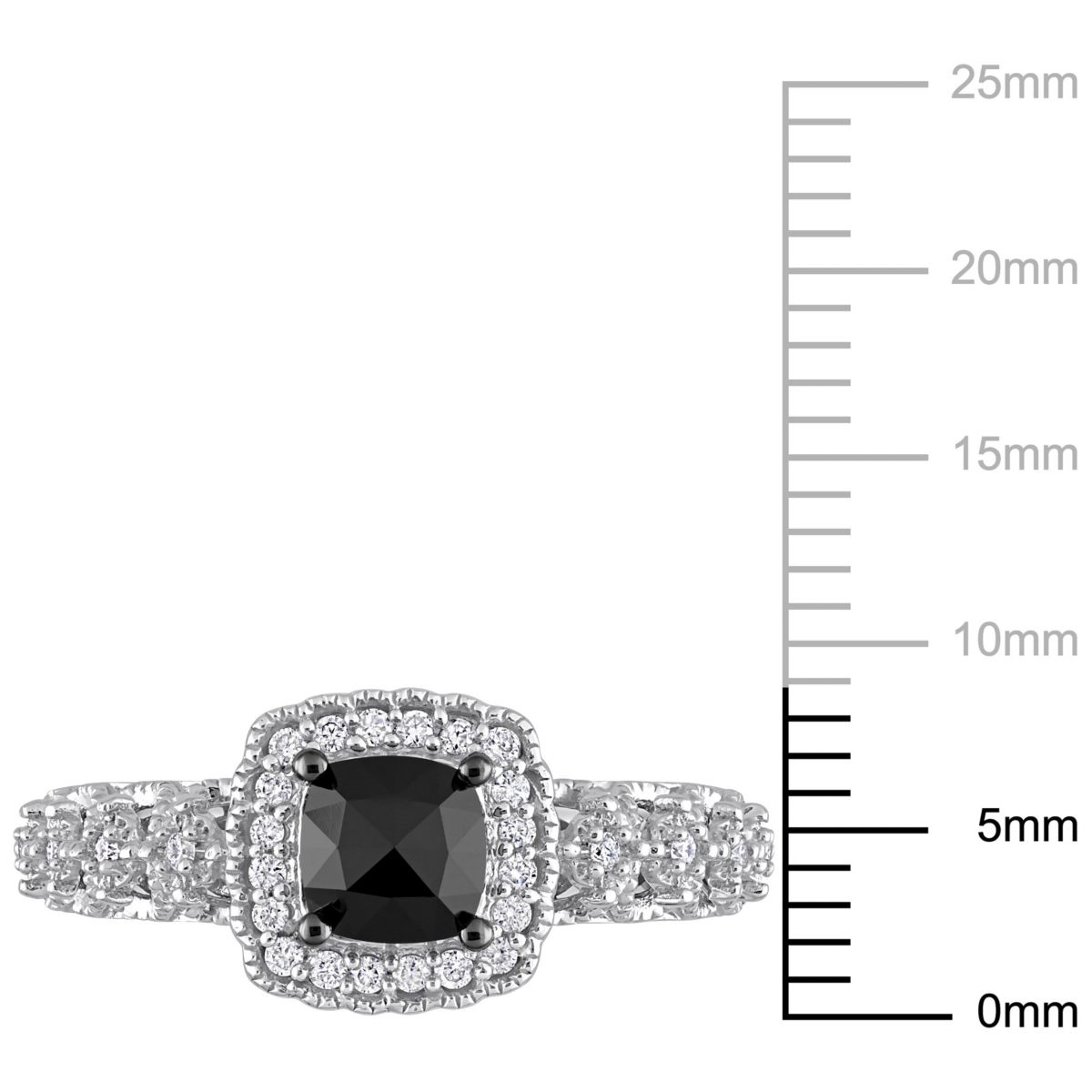 1.13 ct. t.w. Black and White Diamond Engagement Ring in 14K White Gold with Black Rhodium Plated