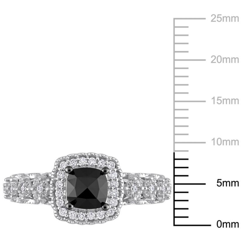 1.13 ct. t.w. Black and White Diamond Engagement Ring in 14K White Gold with Black Rhodium Plated