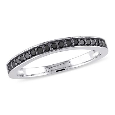 Belk & Co 1/5 ct. t.w. Black Diamond Anniversary Band in Sterling Silver with Black Rhodium Plated, White, 6