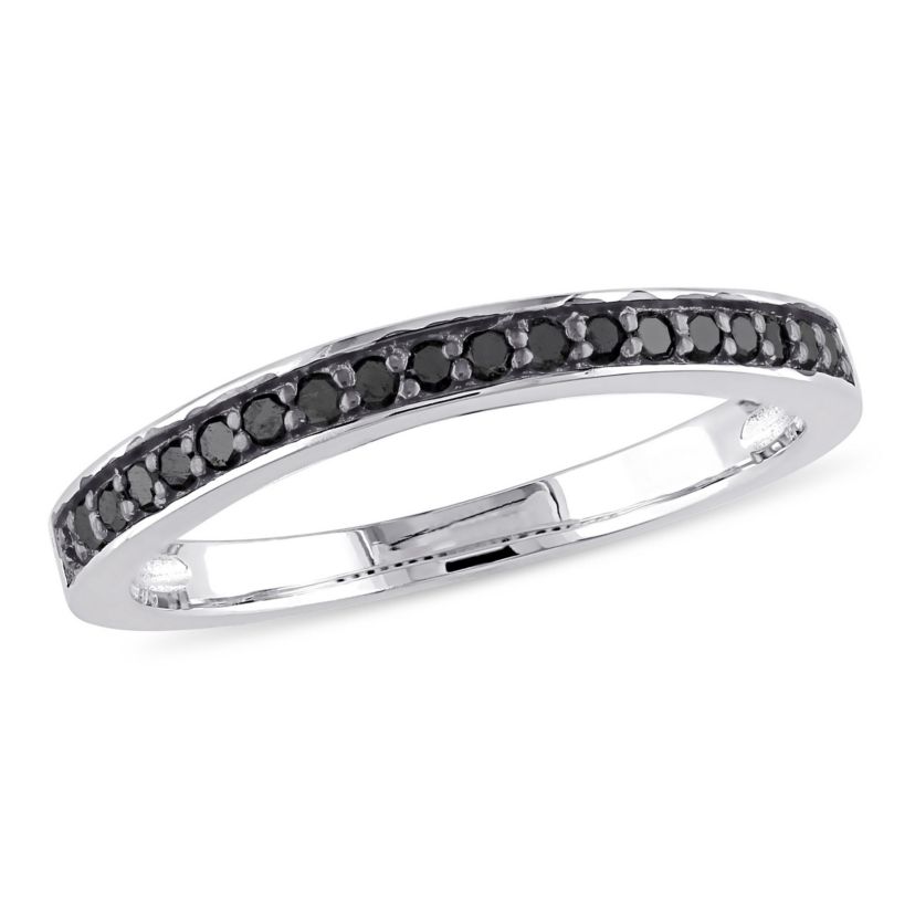 1/5 ct. t.w. Black Diamond Anniversary Band in Sterling Silver with Black Rhodium Plated