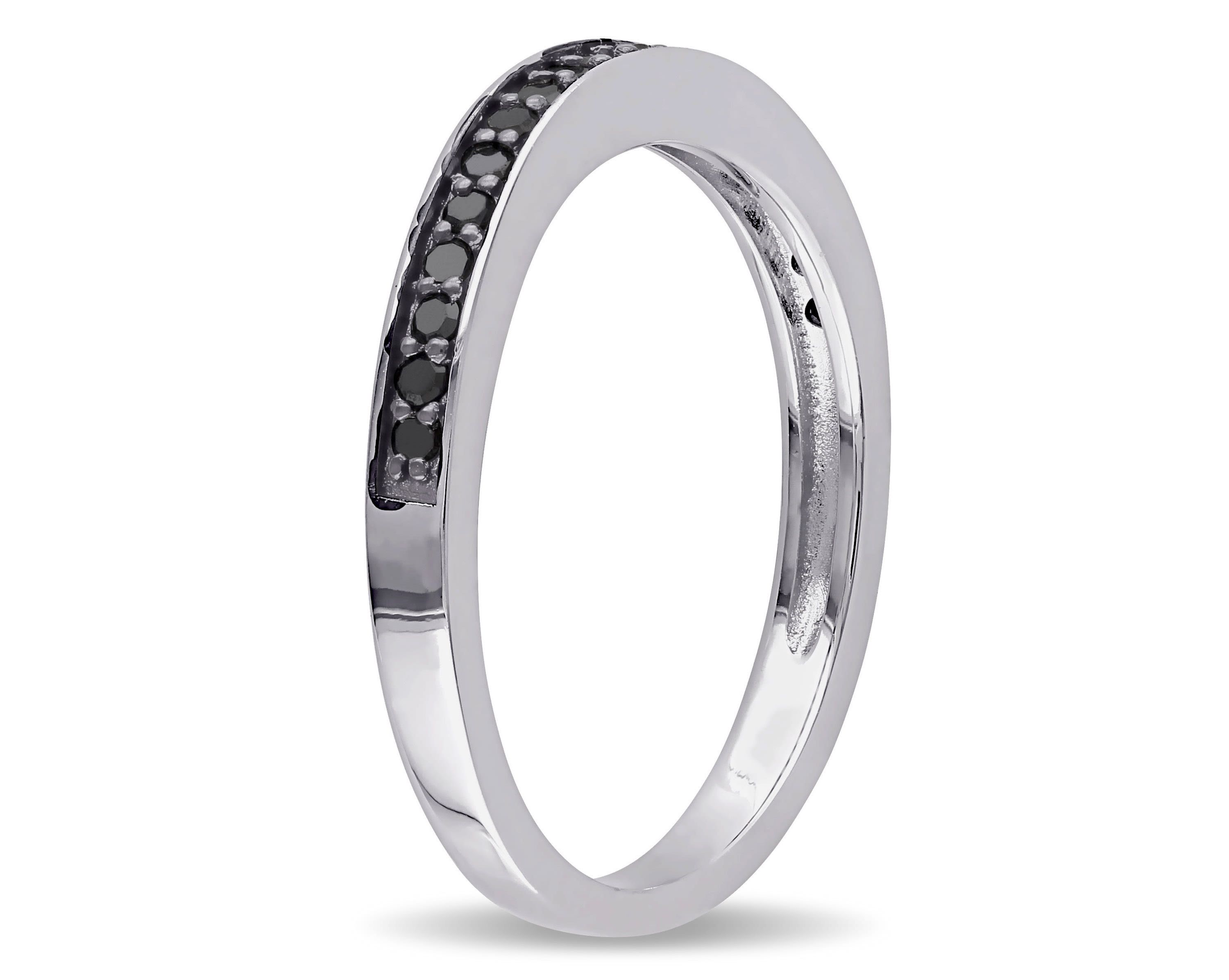1/5 ct. t.w. Black Diamond Anniversary Band in Sterling Silver with Black Rhodium Plated