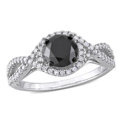 Belk & Co 1.75 ct. t.w. Black and White Diamond Halo Engagement Ring in 10K White Gold with Black Rhodium Plated, 8