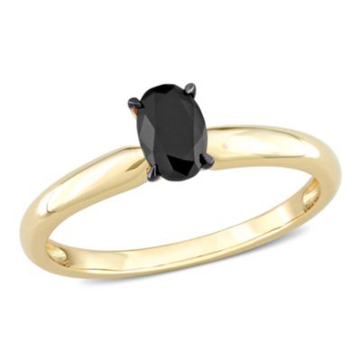 1/2 ct. t.w. Black Diamond Solitaire Engagement Ring 14K Yellow Gold