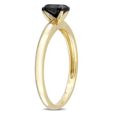 1/2 ct. t.w. Black Diamond Solitaire Engagement Ring 14K Yellow Gold