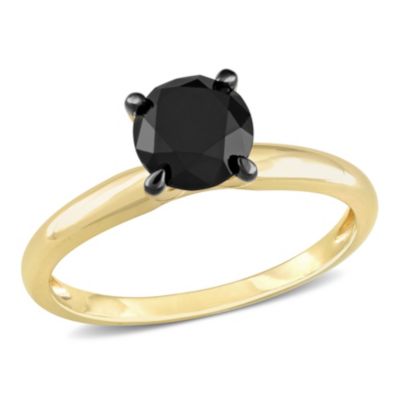 Belk & Co 1.5 ct. t.w. Black Diamond Solitaire Engagement Ring in 10K Yellow Gold, 9 -  0620400170075