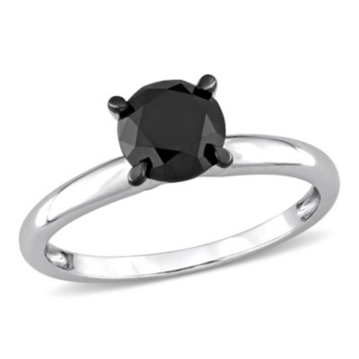 Belk & Co 1.5 ct. t.w. Black Diamond Solitaire Engagement Ring in 14K White Gold with Black Rhodium Plated, 8 -  0620400169017