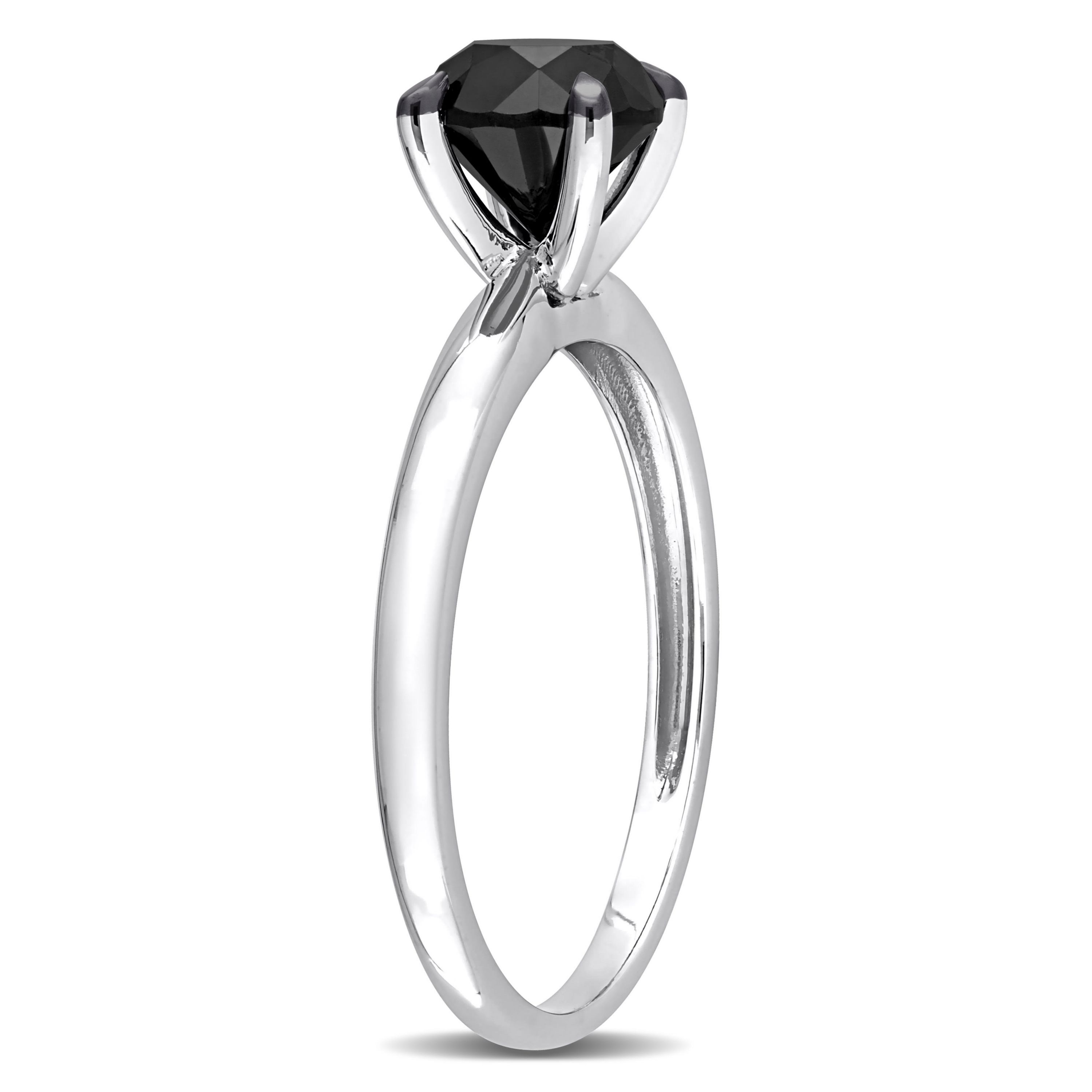 1.5 ct. t.w. Black Diamond Solitaire Engagement Ring in 14K White Gold with Black Rhodium Plated