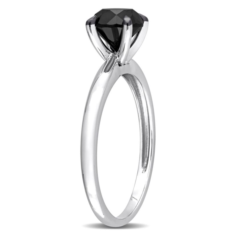 1.5 ct. t.w. Black Diamond Solitaire Engagement Ring in 14K White Gold with Black Rhodium Plated