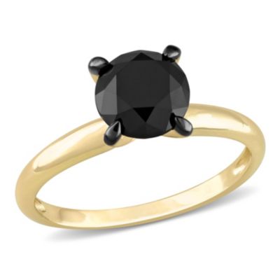 2 ct. t.w. Black Diamond Solitaire Engagement Ring 10K Yellow Gold