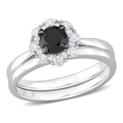 Belk & Co 1 ct. t.w. Black and White Diamond Bridal Ring in 14K White Gold with Black Rhodium Plated, 9
