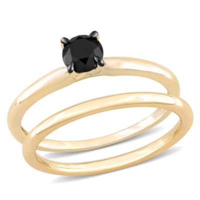 Belk & Co 1/2 ct. t.w. Black Diamond Engagement Ring Set in 10K Yellow Gold with Black Rhodium Plated, 6.5 -  0620400160069