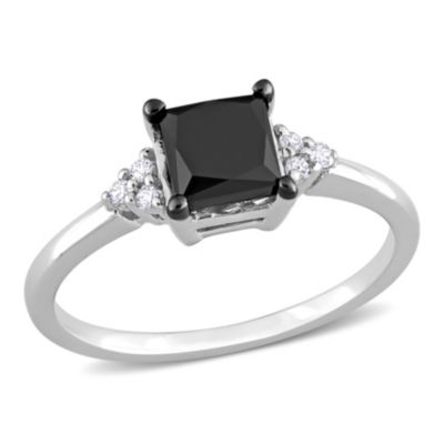 Belk & Co 4/5 ct. t.w. Black and White Diamond Engagement Ring in 14K White Gold, 7 -  0620400174752