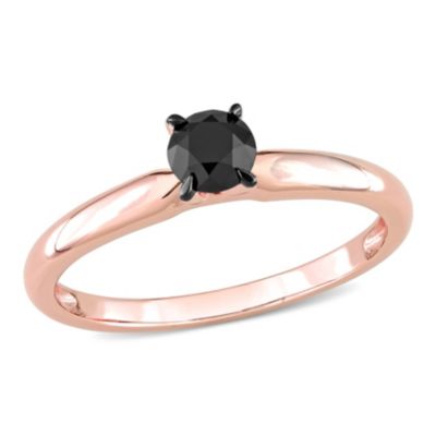 Belk & Co 1/2 ct. t.w. Black Diamond Solitaire Engagement Ring in 14K Rose Gold, Pink, 9 -  0620400159438