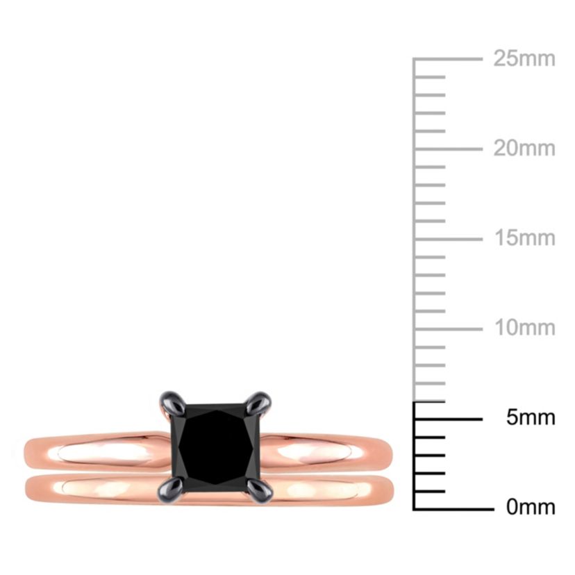 1 ct. t.w. Black Diamond Engagement Ring Set in 10K Rose Gold with Black Rhodium Plated