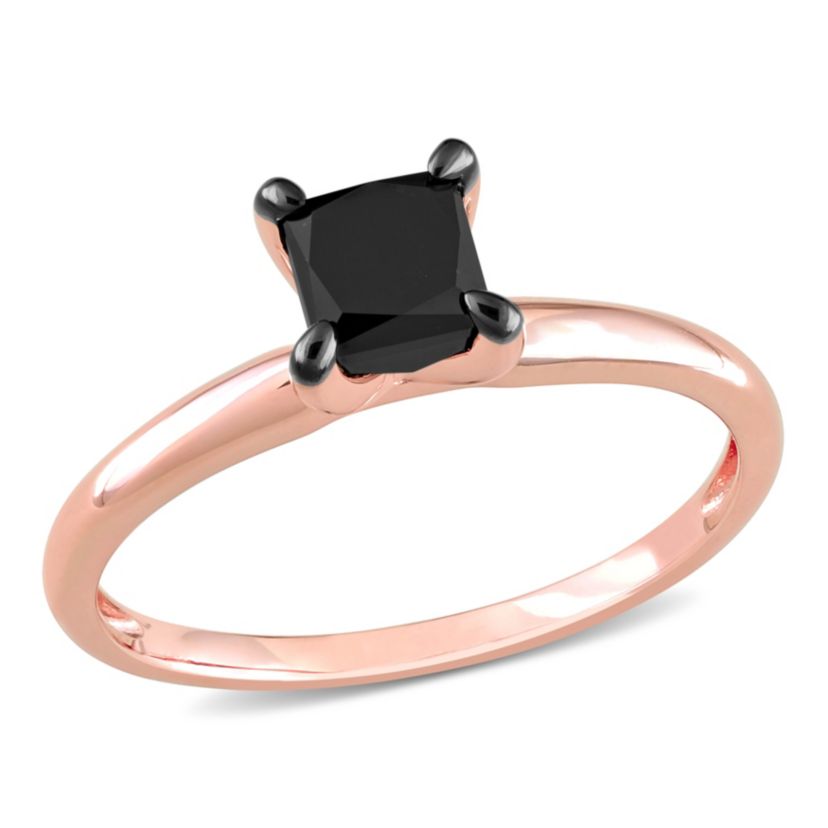 1 ct. t.w. Black Diamond Engagement Ring in 10K Rose Gold with Black Rhodium Plated