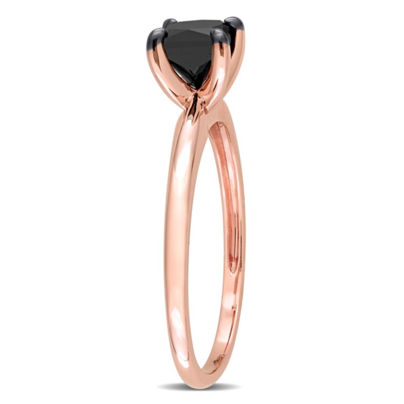 1 ct. t.w. Black Diamond Engagement Ring in 10K Rose Gold with Black Rhodium Plated