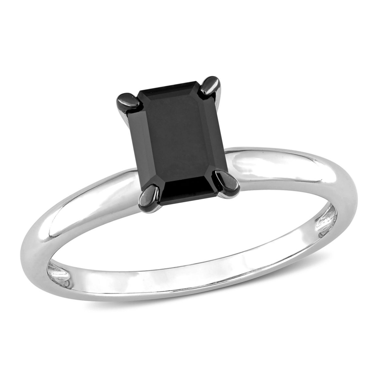 1 ct. t.w. Black Diamond Solitaire Engagement Ring in 14K White Gold with Black Rhodium Plated