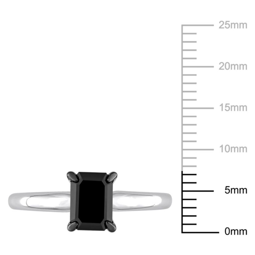 1 ct. t.w. Black Diamond Solitaire Engagement Ring in 14K White Gold with Black Rhodium Plated