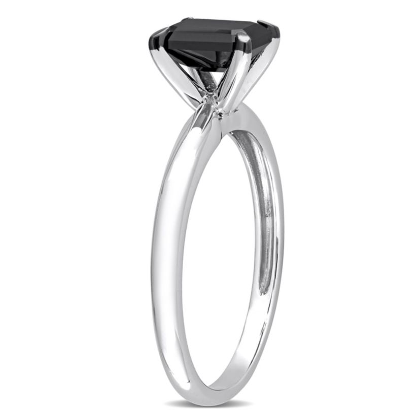 1 ct. t.w. Black Diamond Solitaire Engagement Ring in 14K White Gold with Black Rhodium Plated