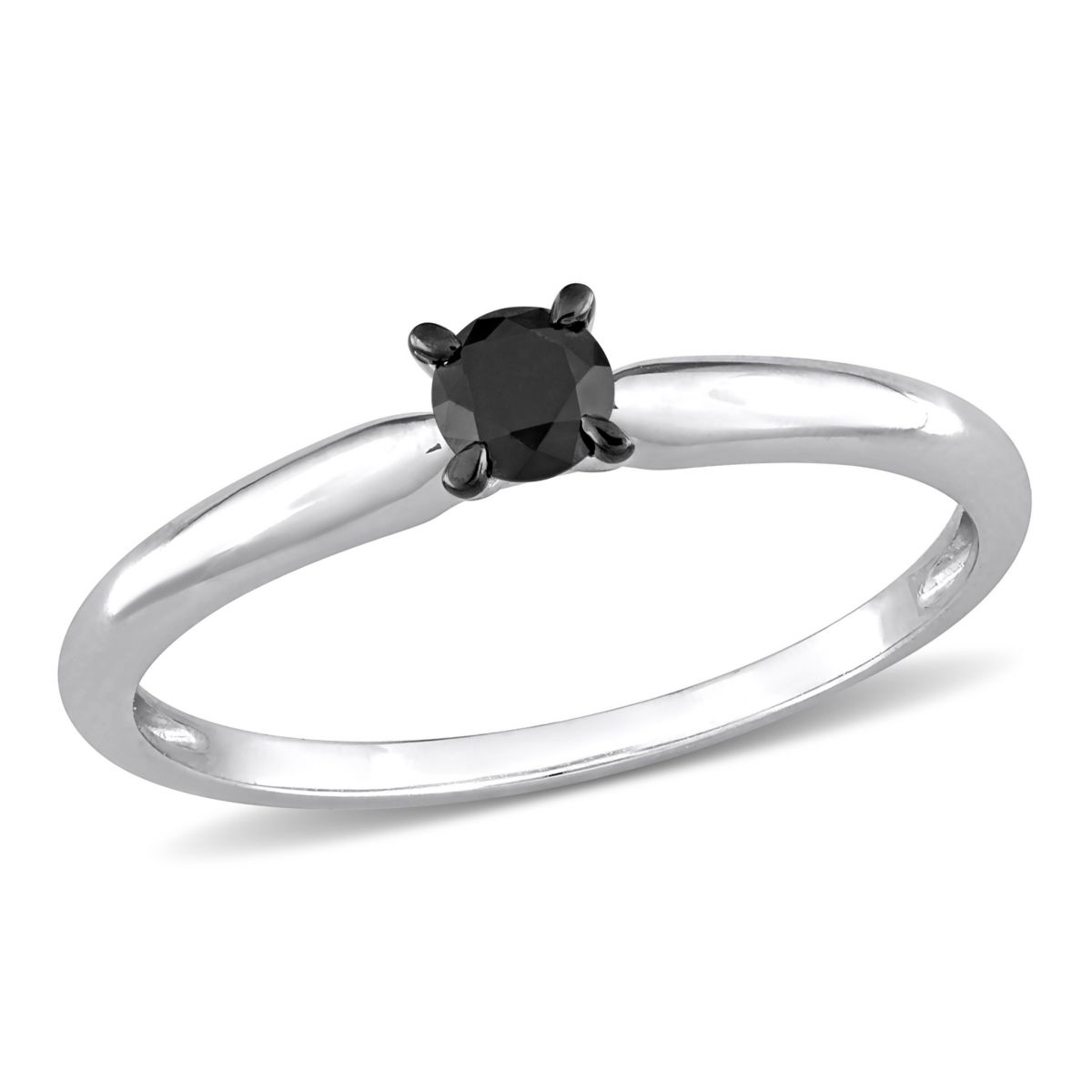 1/4 ct. t.w. Black Diamond Solitaire Engagement Ring in 14K White Gold