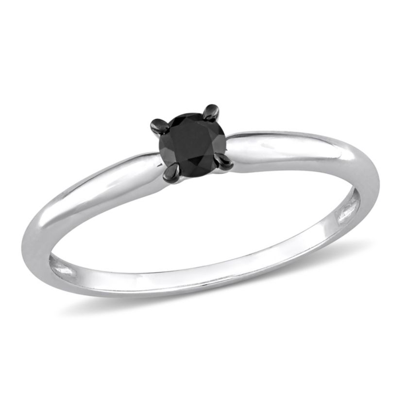 1/4 ct. t.w. Black Diamond Solitaire Engagement Ring in 14K White Gold