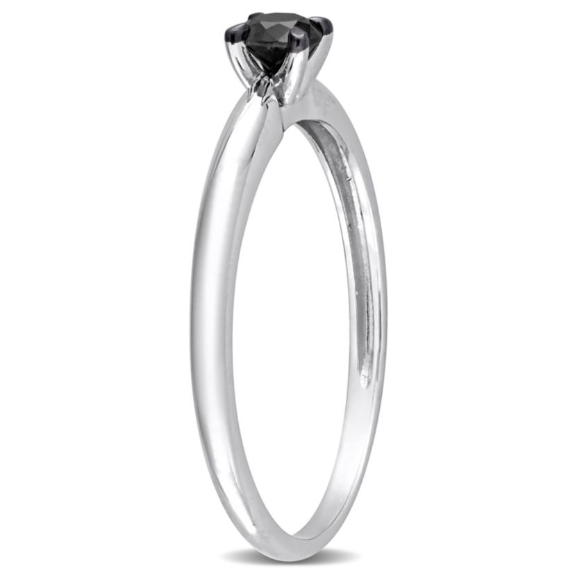1/4 ct. t.w. Black Diamond Solitaire Engagement Ring in 14K White Gold