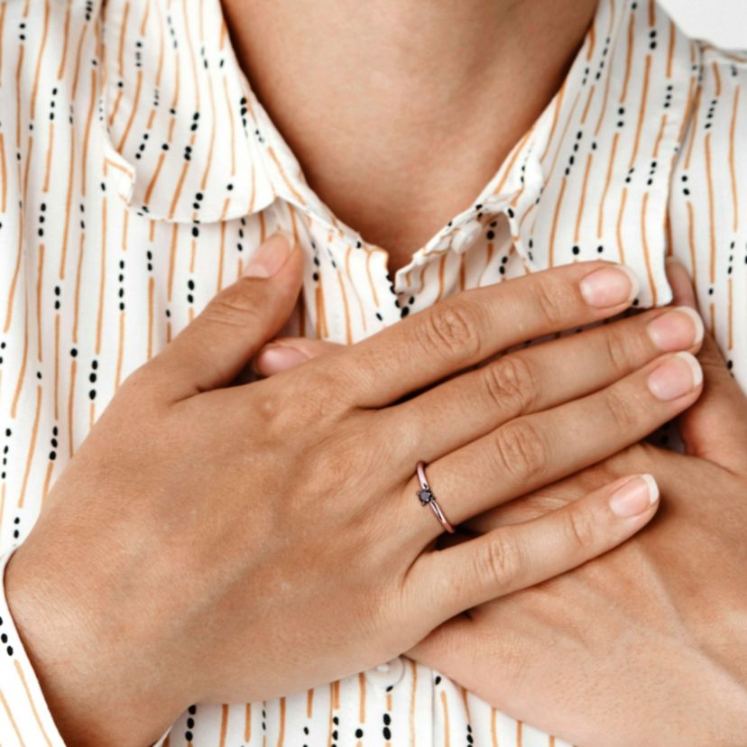 1/4 ct. t.w. Black Diamond Solitaire Engagement Ring in 14K White Gold