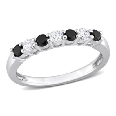 Belk & Co 1/2 ct. t.w. Black and White Diamond Seven-Stone Ring in 14K White Gold -  540042611763018