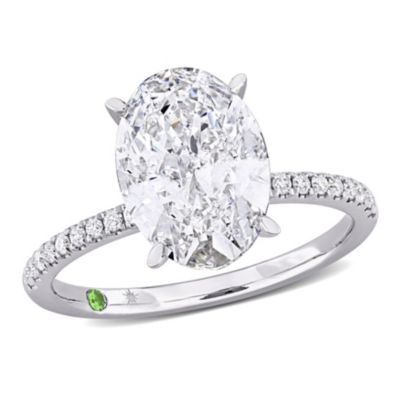 Belk & Co Lab Grown Diamond Oval & Round Engagement Ring in 14K Gold, White, 5