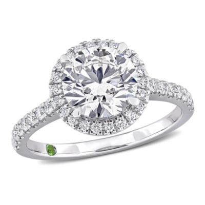 Belk & Co Lab Created 2.40 ct. t.w. Diamond and Tsavorite Engagement Ring in 14K White Gold, 9