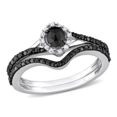 Belk & Co 1/2 ct. t.w. Black and White Diamond Bridal Ring Set in 10K White Gold with Black Rhodium Plated