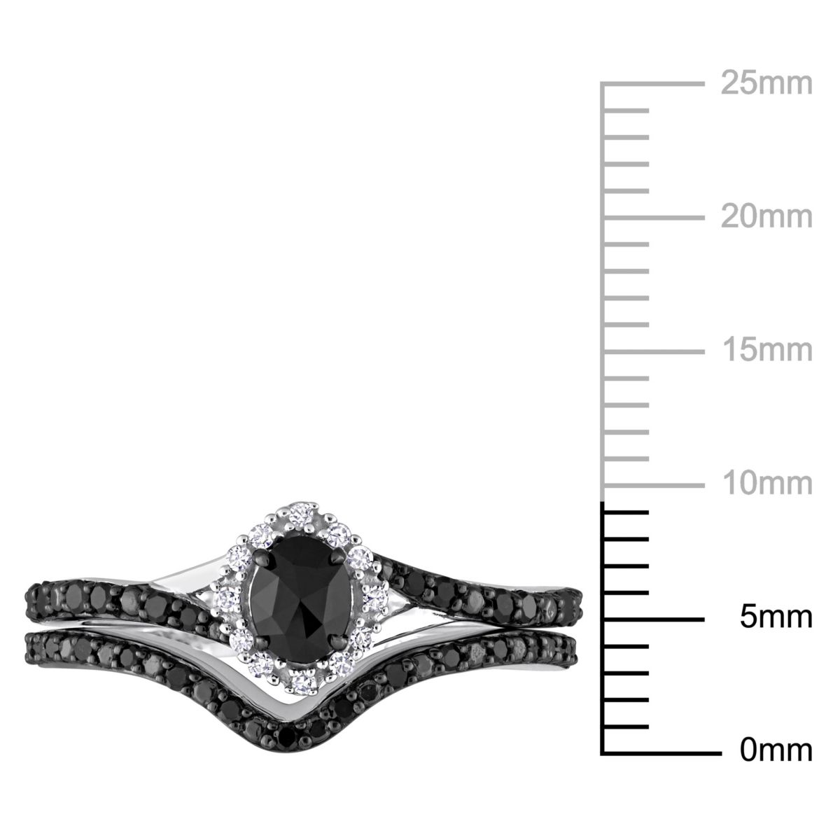 1/2 ct. t.w. Black and White Diamond Bridal Ring Set in 10K White Gold with Black Rhodium Plated