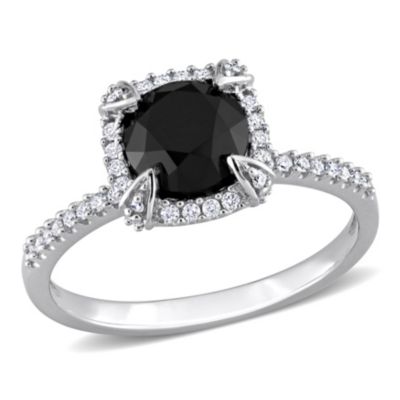 2 ct. t.w. Black and White Diamond Halo Ring 14K Gold