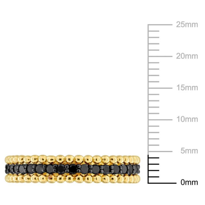 3/5 ct. t.w. Black Diamond Eternity Ring in 14K Yellow Gold with Black Rhodium Plated