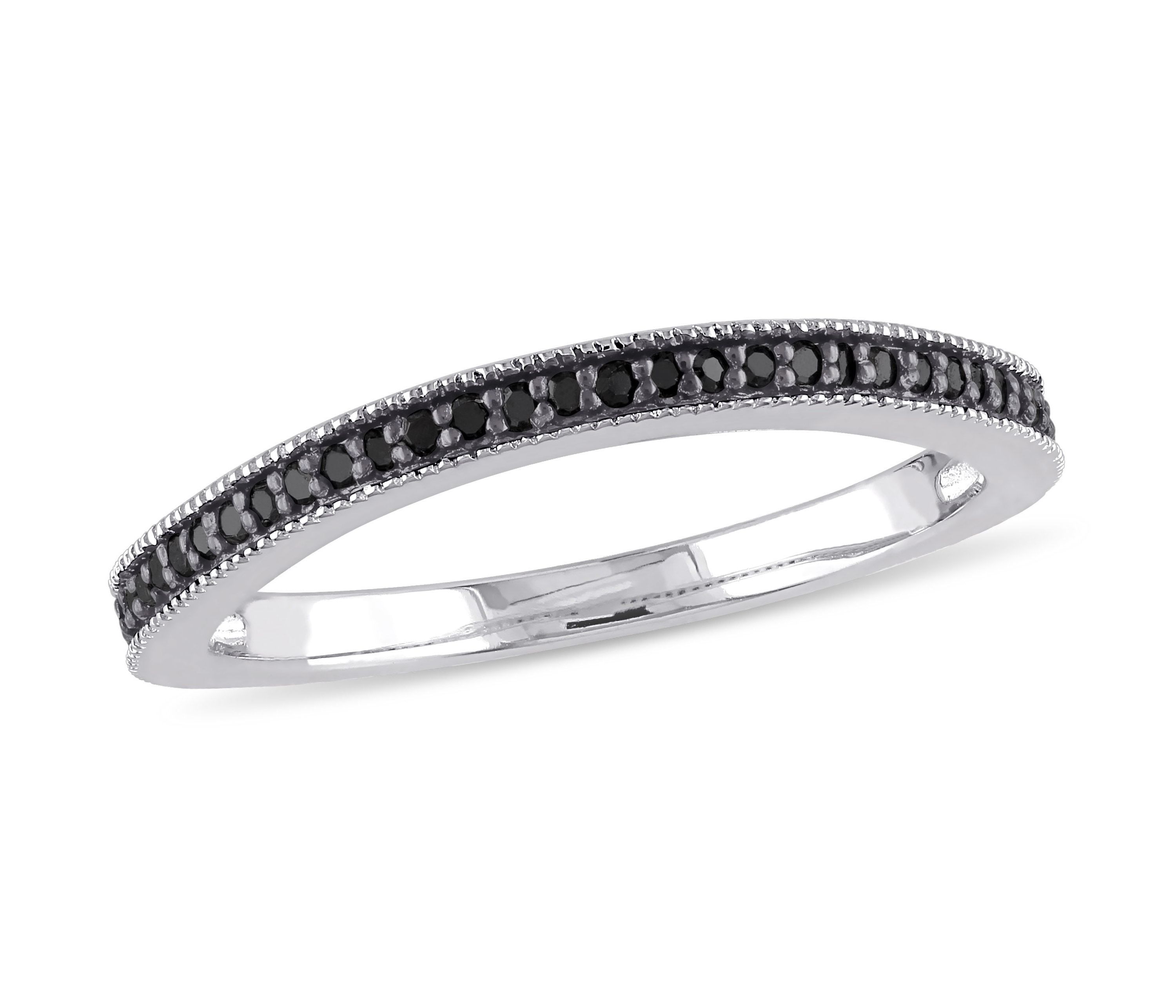 1/7 ct. t.w. Black Diamond Anniversary Band in Sterling Silver with Black Rhodium Plated