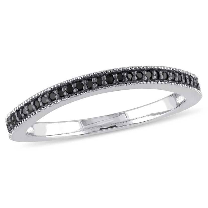 1/7 ct. t.w. Black Diamond Anniversary Band in Sterling Silver with Black Rhodium Plated