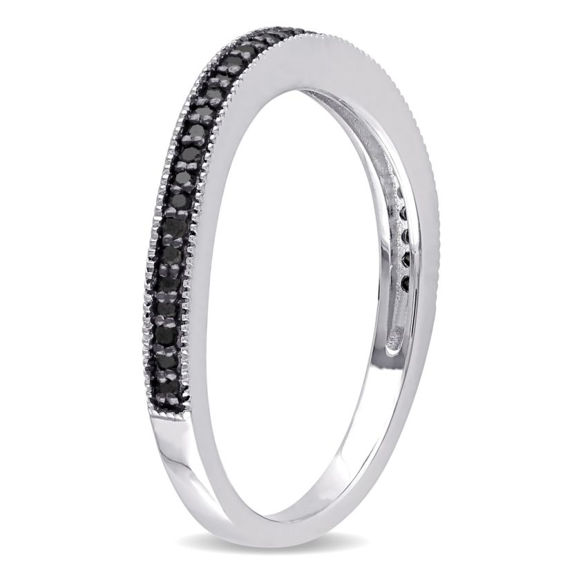 1/7 ct. t.w. Black Diamond Anniversary Band in Sterling Silver with Black Rhodium Plated