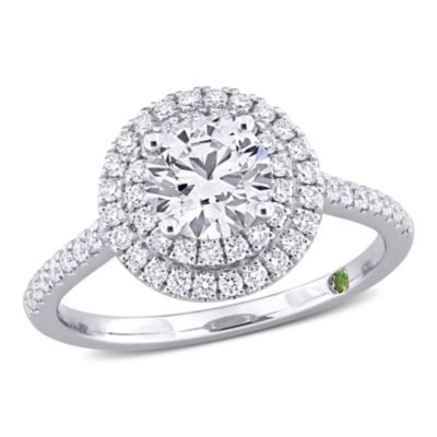 Belk & Co 1.46 ct. t.w. Lab Grown Diamond and Tsavorite Engagement Ring in 14K White Gold, 8 -  0620400152583