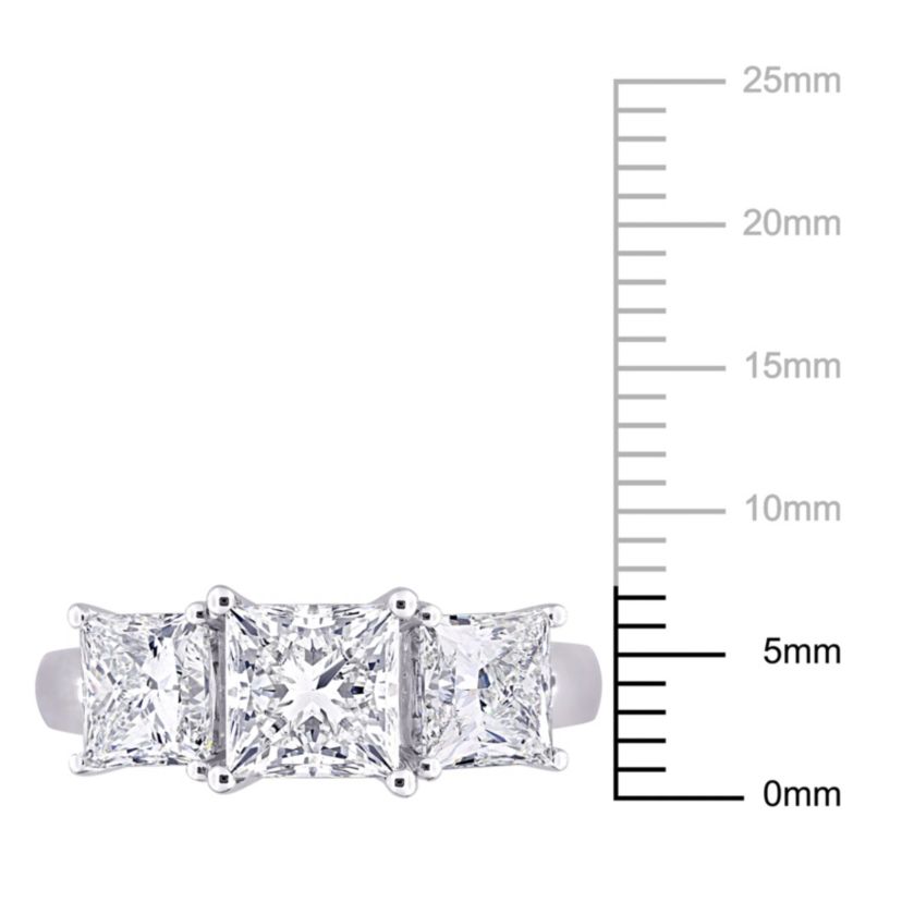 3.5 ct. t.w. Lab Grown Diamond and Tsavorite 3-Stone Ring in 14K White Gold