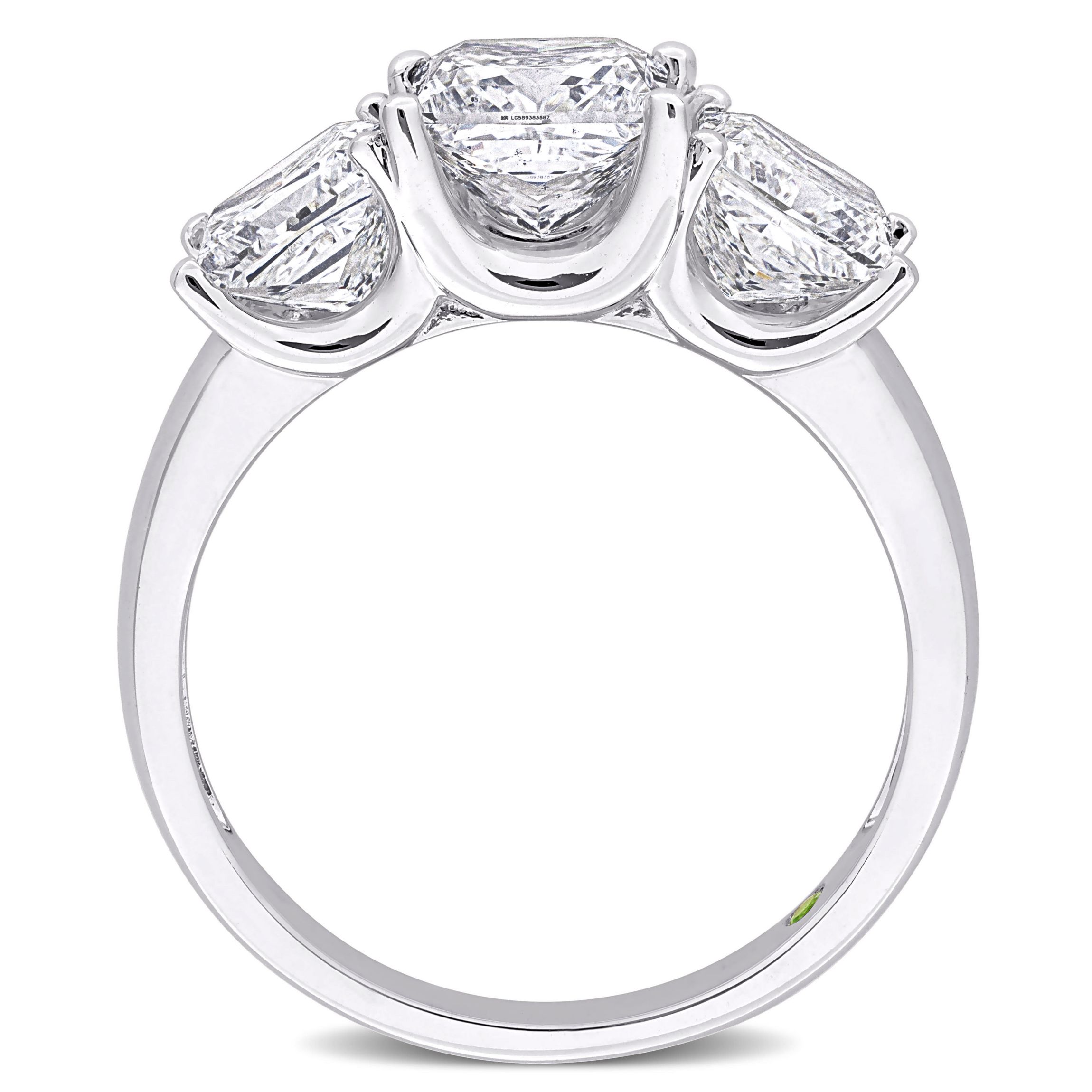 3.5 ct. t.w. Lab Grown Diamond and Tsavorite 3-Stone Ring in 14K White Gold