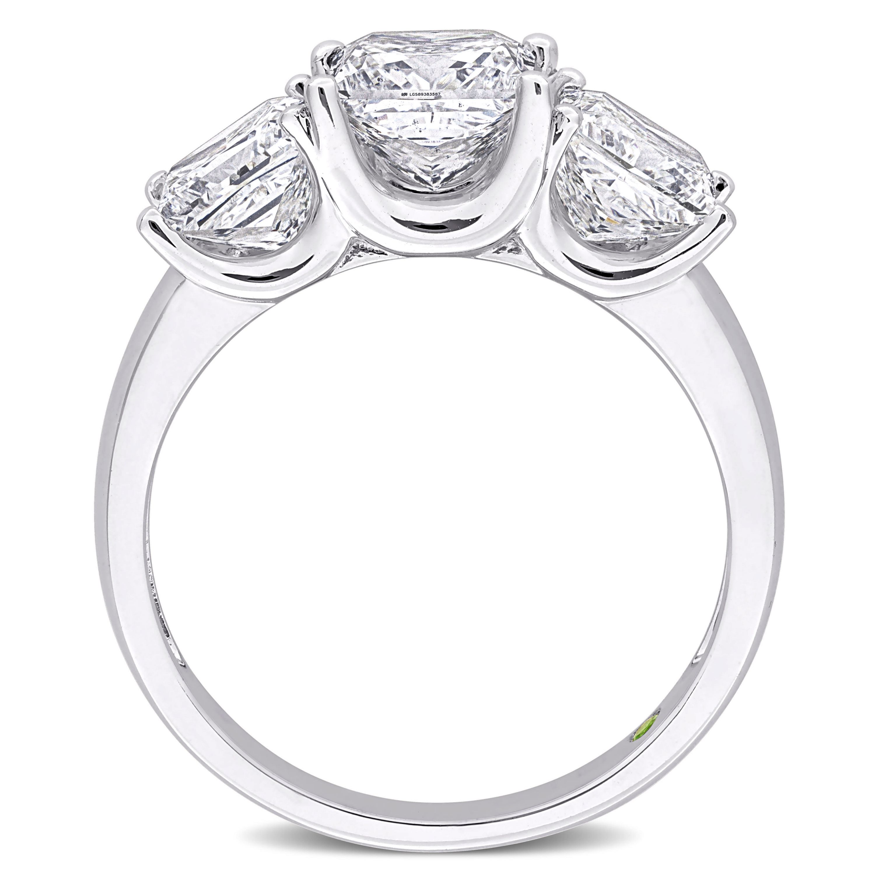 3.5 ct. t.w. Lab Grown Diamond and Tsavorite 3-Stone Ring in 14K White Gold
