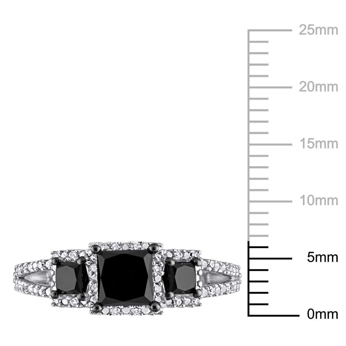 1.57 ct. t.w. Black and White and Diamond Engagement Ring in 14K White Gold with Black Rhodium Plated