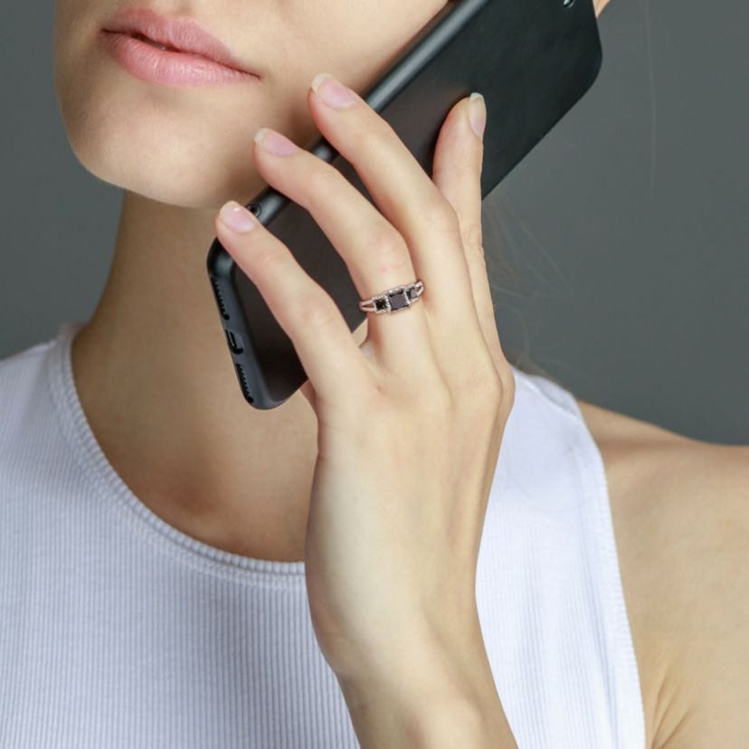 1.57 ct. t.w. Black and White and Diamond Engagement Ring in 14K White Gold with Black Rhodium Plated