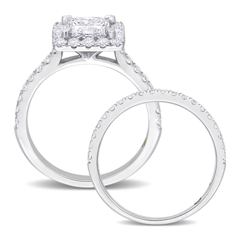 2.30 ct. t.w. Lab Grown Diamond and Tsavorite Engagement Ring Set in 14K White Gold