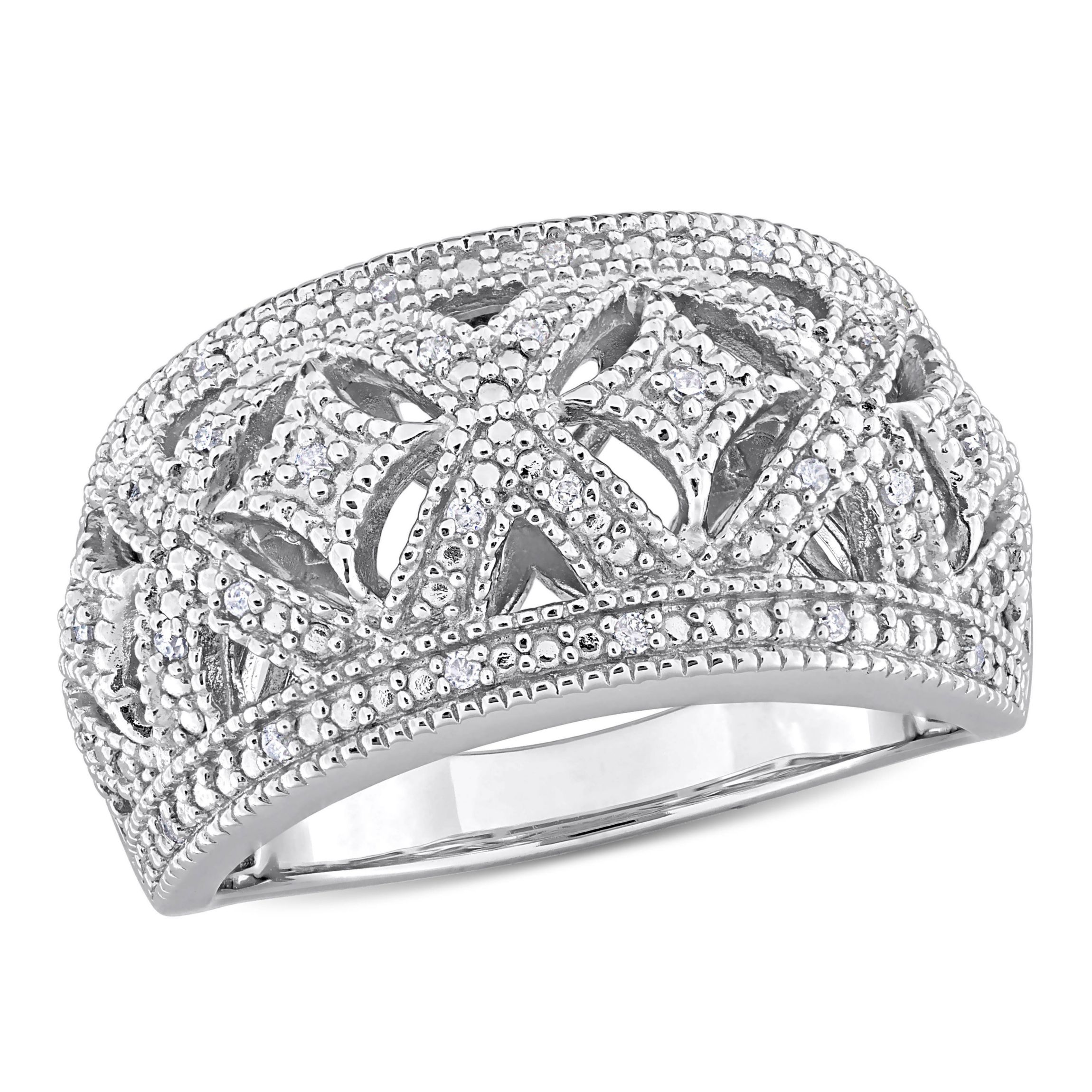 1/10 CT TW Diamondd Vintage Cocktail Ring in Sterling Silver