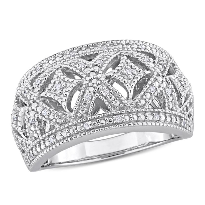 1/10 CT TW Diamondd Vintage Cocktail Ring in Sterling Silver
