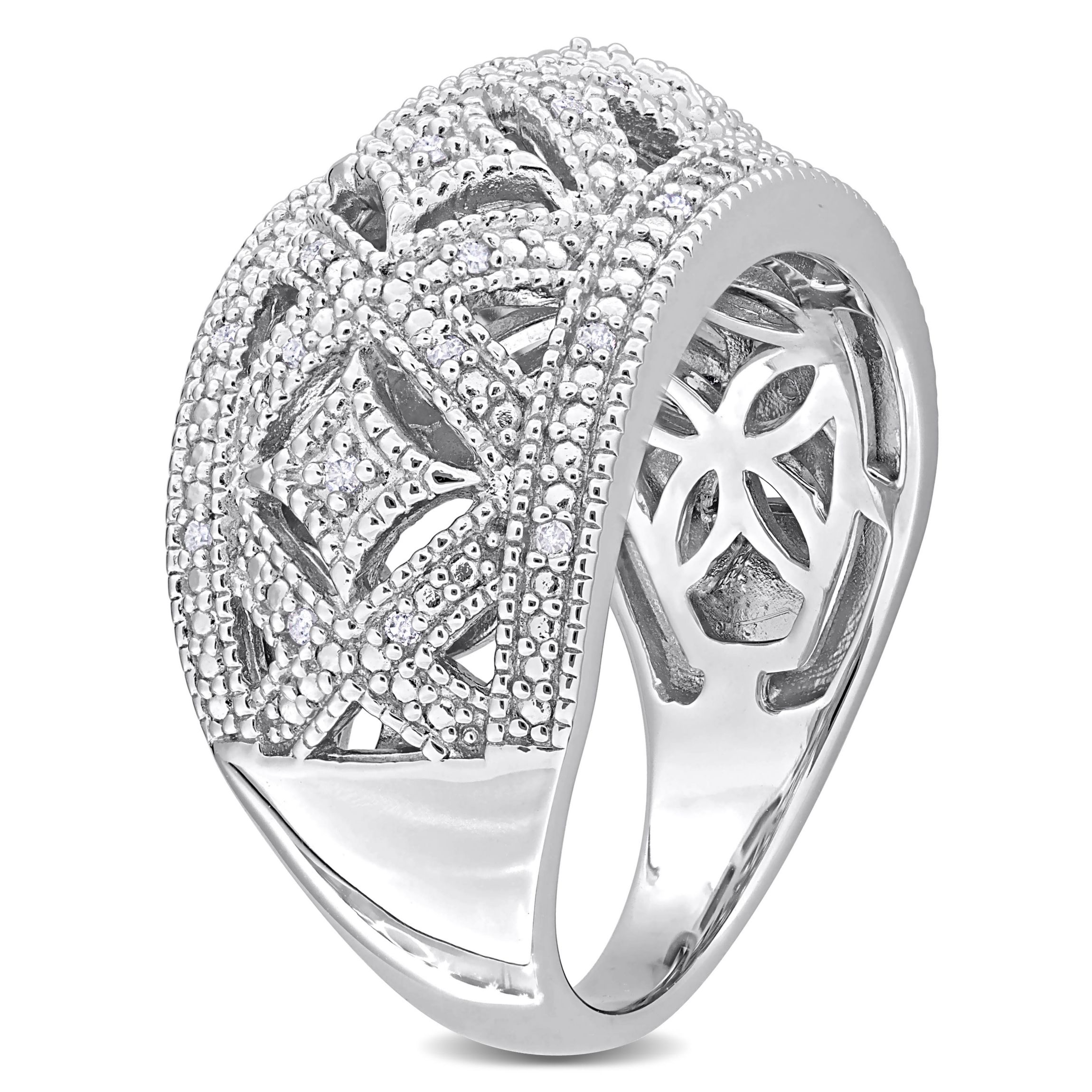 1/10 CT TW Diamondd Vintage Cocktail Ring in Sterling Silver