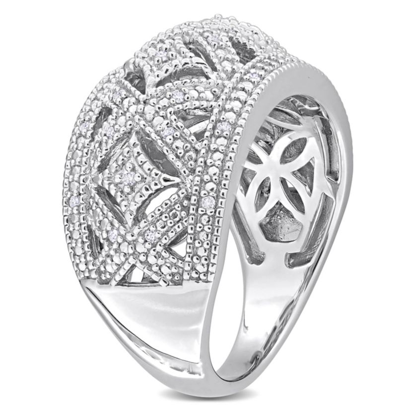 1/10 CT TW Diamondd Vintage Cocktail Ring in Sterling Silver