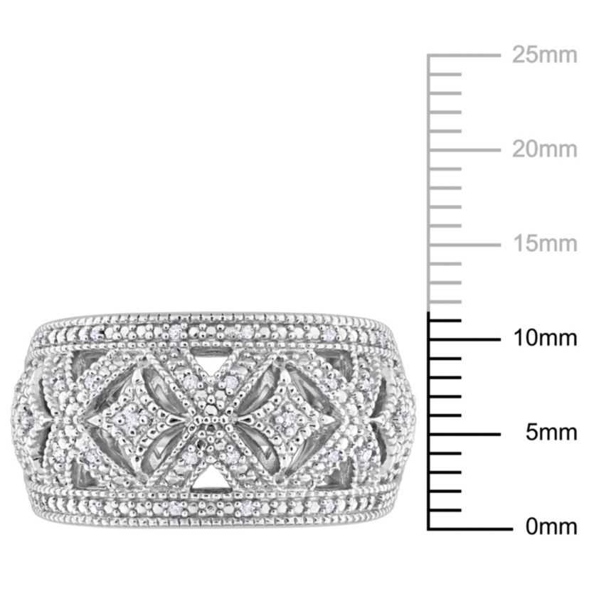 1/10 CT TW Diamondd Vintage Cocktail Ring in Sterling Silver
