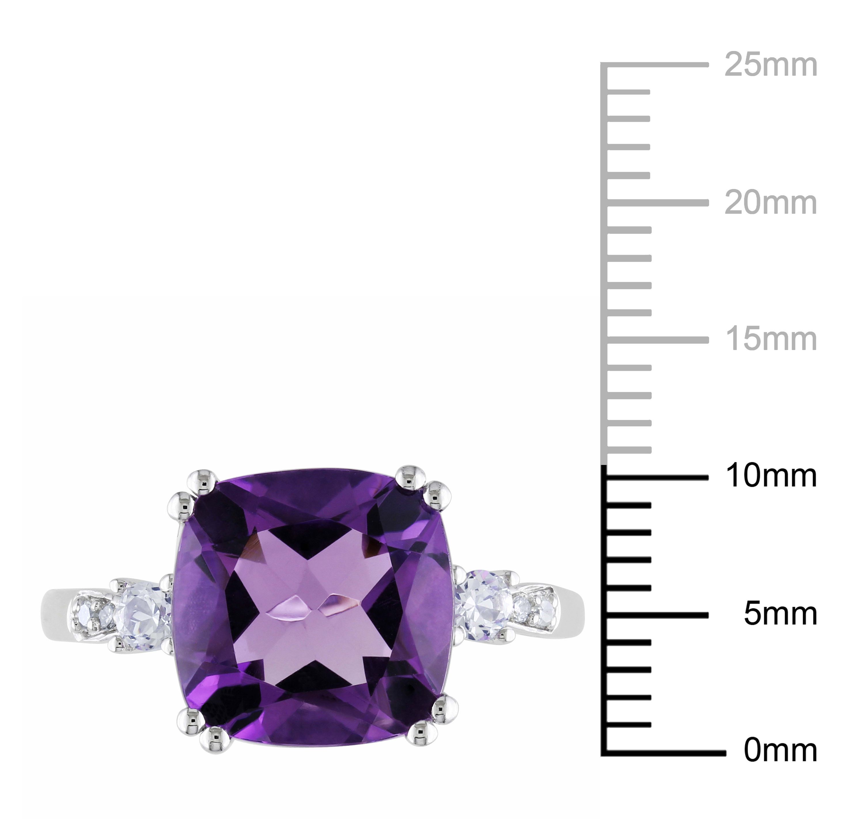 Lab Created Amethyst-Africa and Created White Sapphire with Diamondd Accent Ring in 10K White Gold